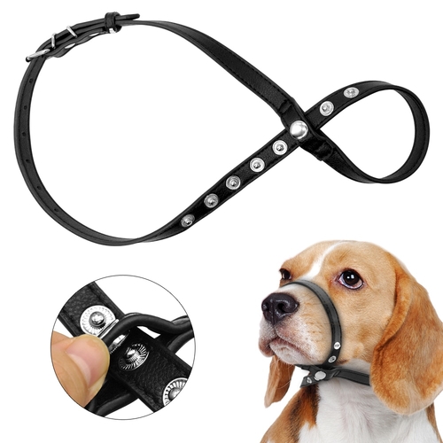Adjustable Pet Leather Dog Muzzle Pet Mask Bark
