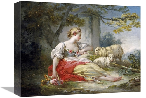 Global Gallery GCS-277593-16-142 16 in. Shepherdess Seated with Sheep 