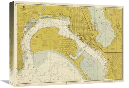 Global Gallery GCS-450548-22-142 22 in. Nautical Chart - San Diego Bay