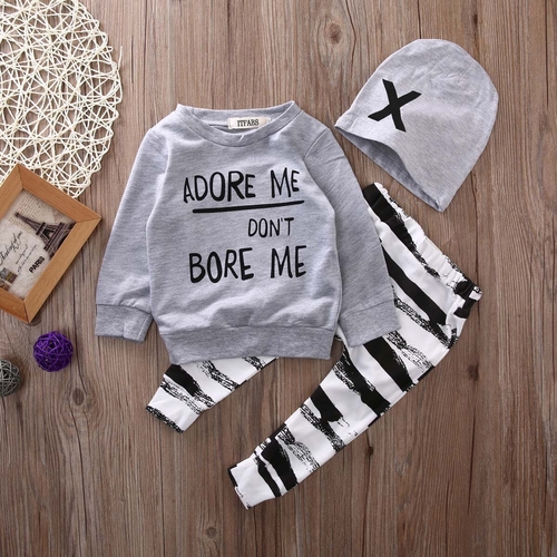 Newborn Infant Baby Boy Girl 3 Pcs Clothing Set