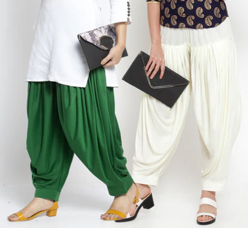 "Versatile Style: Green Off-White Modern Lycra Patiala Salwar"