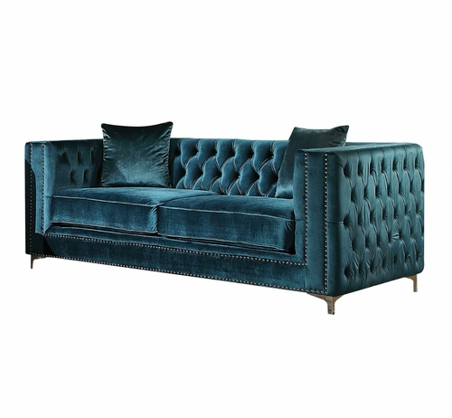 Dark teal outlet velvet loveseat