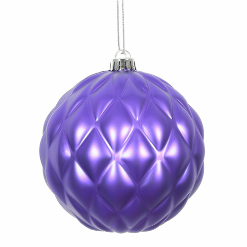 Vickerman N173466D 6 in. Purple Matte Round Pinecone Christmas Ornamen