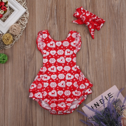 Babies Red Layered Christmas Bodysuit Newborn Baby