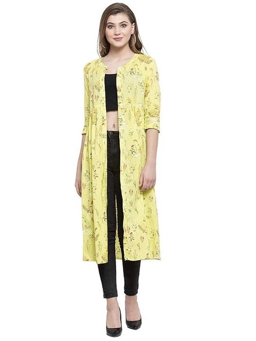 cotton floral print A-line Shrug Cape Floral Printed (Size-2XL)