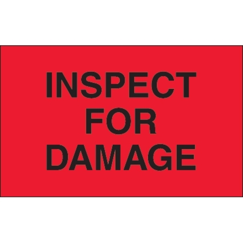 Tape Logic DL1165 1.25 x 2 in. - Inspect For Damage Fluorescent Red La