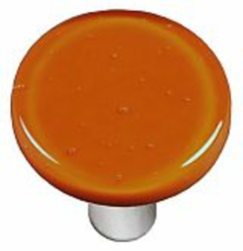 Hot Knobs HK1044-KRA Burnt Orange Round Glass Cabinet Knob - Aluminum 