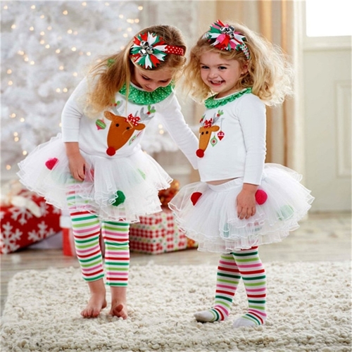 2PCS Christmas Toddler Baby Kid Girl Clothing Set