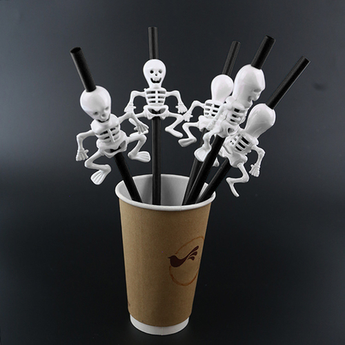 5 Pcs Phantom Straws Halloween Skull Straw