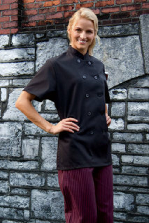 Small Tahoe Ladies Short Sleeve Chef Coat in Black