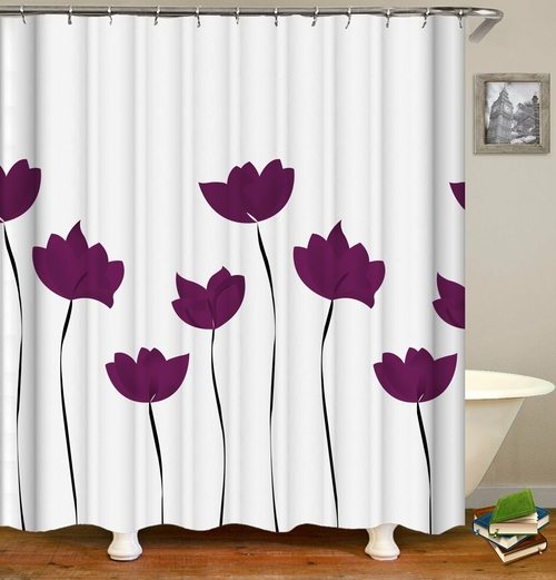 Purple Tulip Drawing Shower Curtain