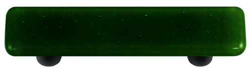 Hot Knobs HK1023-PB Kelly Green Rectangle Glass Cabinet Pull - Black P