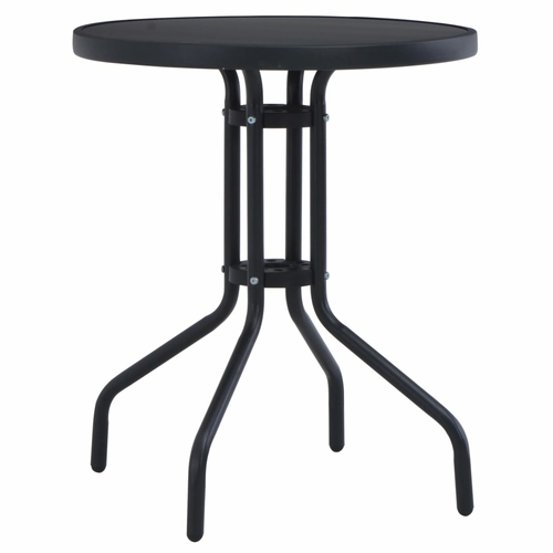 Garden Table Black 23.6" Steel and Glass