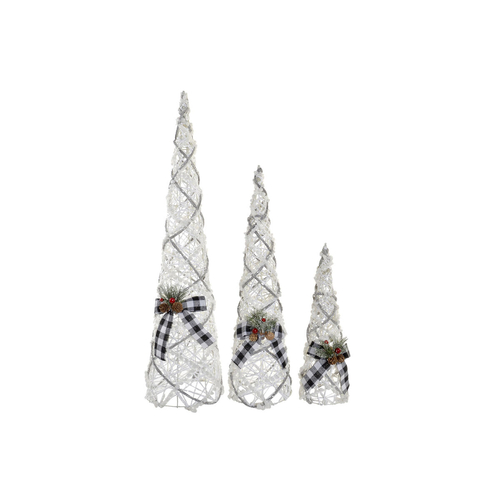 Cones DKD Home Decor Christmas LED White Multicolour Silver Metal