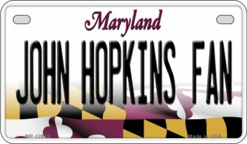 Smart Blonde MP-12816 7 x 4 in. John Hopkins Fan Novelty Metal Motorcy