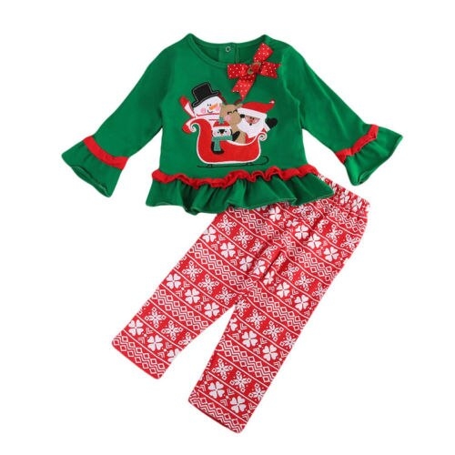 Kid Baby Girls Santa Claus Christmas Clothes Long