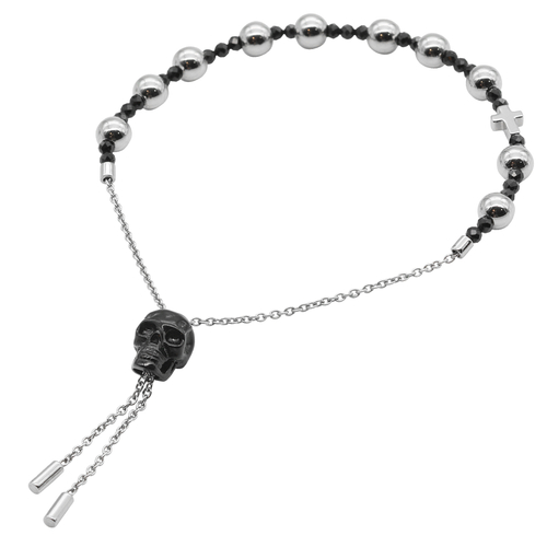 Skull Bracelet Black Skull Spinel Bead Pull-Chain Bracelet 