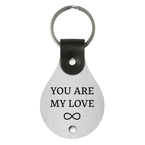Leather keychain with stainless steel plate – You are my love