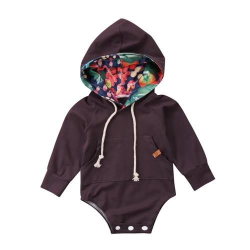New Brown Big Pocket Hooded Newborn Toddler