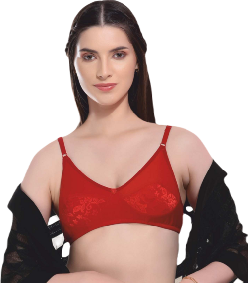 Comfortfit Non-Padded Non-Wired Molded Full Coverage Bra  Red