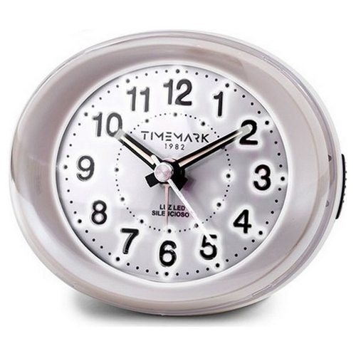 Analogue Alarm Clock Timemark White LED Light Silent Snooze Night mode