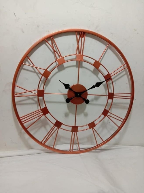 Iron Roman Figure Round Hand-Crafted Analogue Wall Clock Without Glass