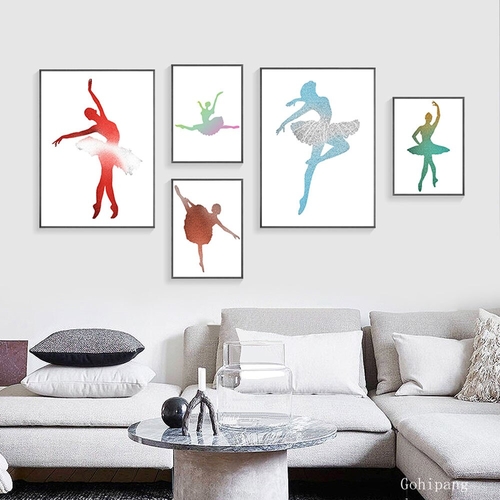 Ballet Dancer Posters Watercolor Canvas Painting