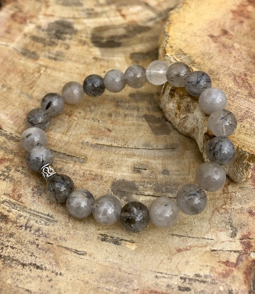 Black Tourmaline Quartz Stretch Bracelet! Natural Crystals & Handmade!