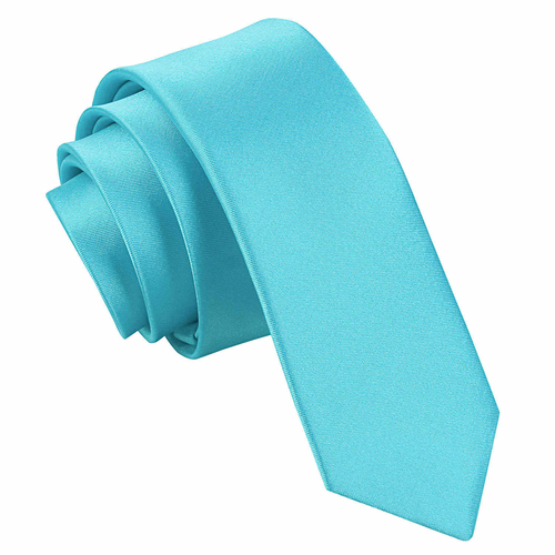 Plain Satin Skinny Tie - Robin's Egg Blue