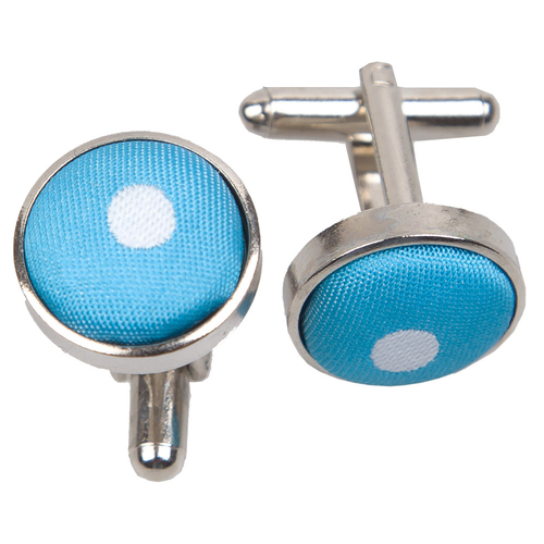 Polka Dot Cufflinks - Robin's Egg Blue