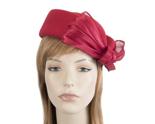 Red Jackie Onassis style felt beret