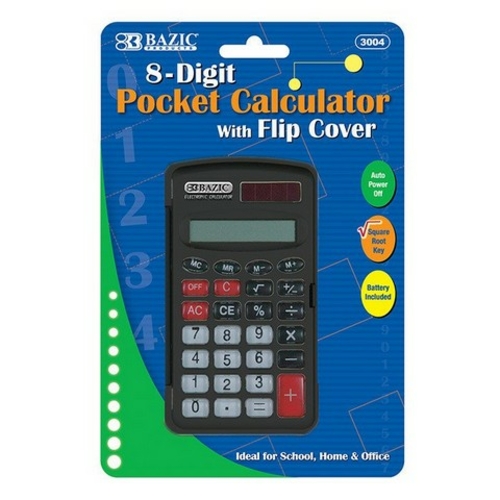 Bazic 3004   8-Digit Pocket Size Calculator w/ Flip Cover  Box of 24  