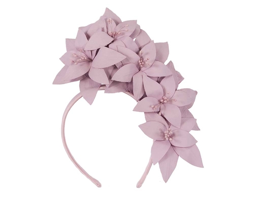 Lilac leather flower headband fascinator