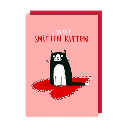 Smitten Kitten Cat Love Card (Valentine's, Anniversary) (Pack of 6)