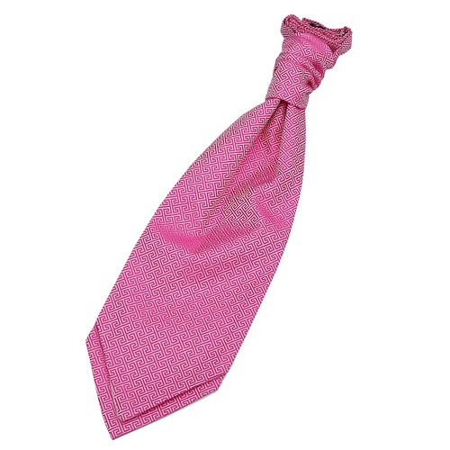 Greek Key Pre-Tied Ruche Cravat - Fuchsia Pink