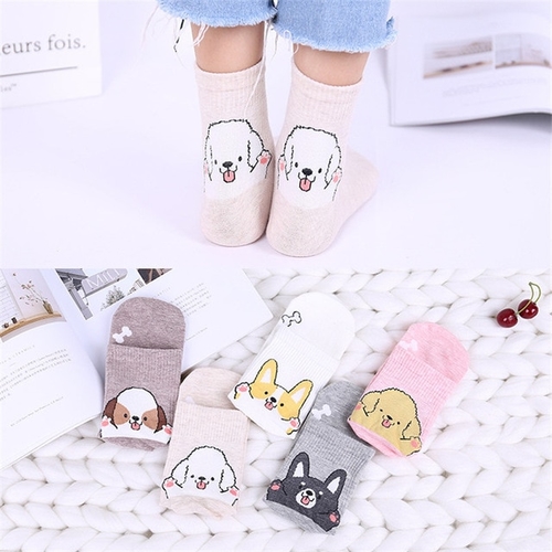 Summer Spring Fashion Cartoon Women Socks Dog