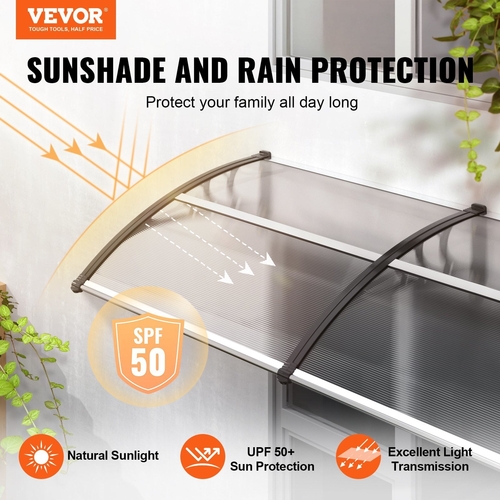 VEVOR Window Door Awning Canopy 40" x 40", UPF 50+ Polycarbonate Entry