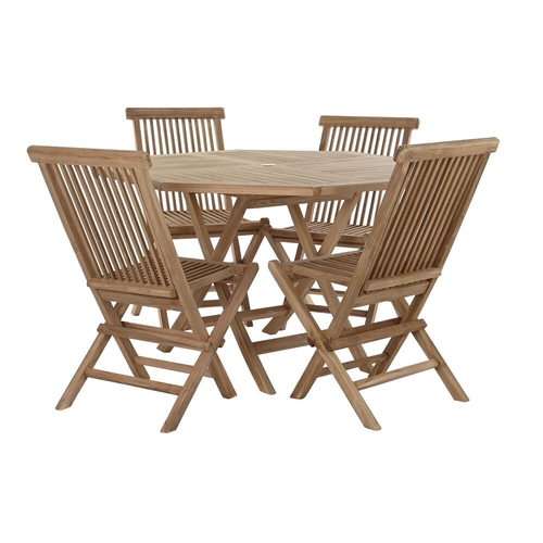 Table set with 4 chairs DKD Home Decor Teak (120 cm) (5 pcs) (120 x