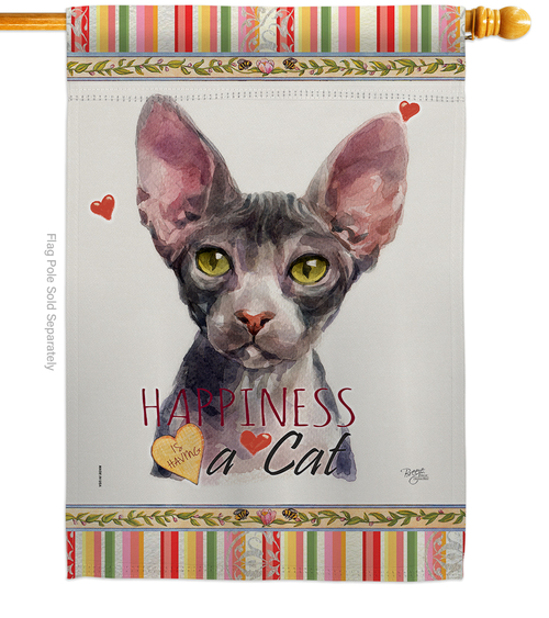 Breeze Decor H110225-BO 28 x 40 in. Cat Sphynx Happiness Double-Sided 