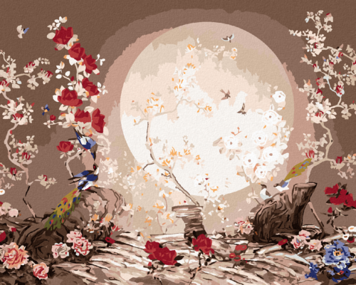 Paint by Numbers - JAPAN MOONSCAPE WITH BIRDS