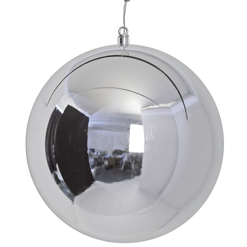 Autograph Foliages J-171110 19.5 in. Shiny Ball Ornament, Silver