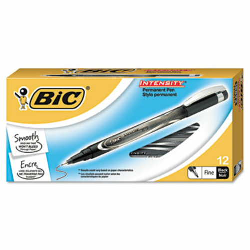 Bic FPIN11-BK Intensity Permanent Pen  0.5 mm  Fine  Black  Dozen