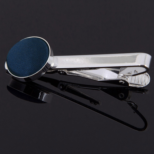 Plain Satin Tie Clip - Navy Blue