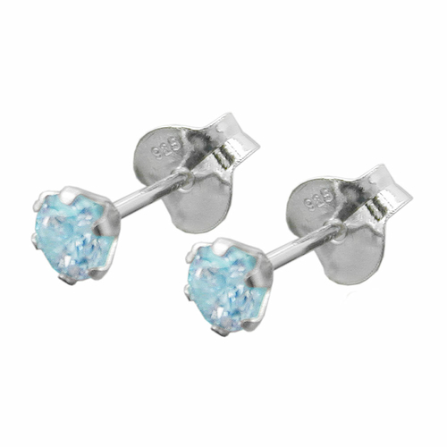 earring studs zirconia aqua silver 925