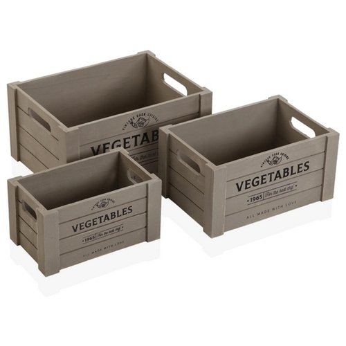 Set of decorative boxes Versa Vegetables Wood (25 x 17 x 35 cm) (3