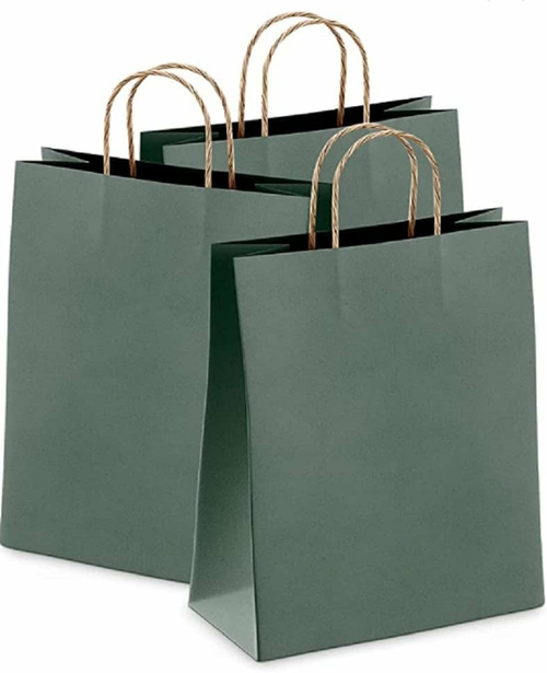 PUREVACY Dark Teal Kraft Paper Bags 8" x 4.75" x 10.5". Pack of 25