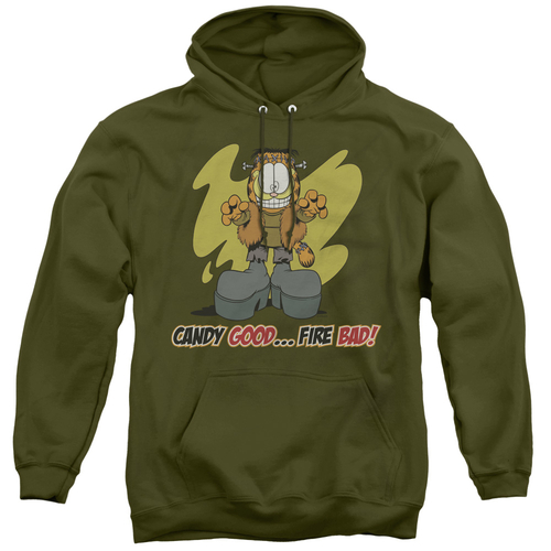 Garfield & Candy Good Adult Pullover Hoodie, Military Green - Medi