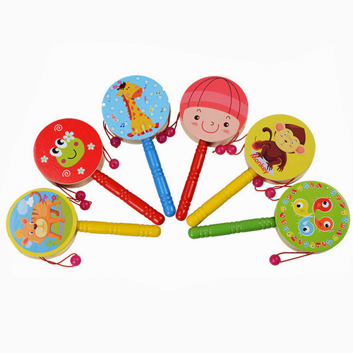 Hot Sale Rattle Pellet Drum Cartoon Musical