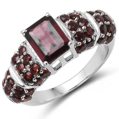 3.20 Carat Genuine Rhodolite & Garnet .925 Sterling Silver Ring