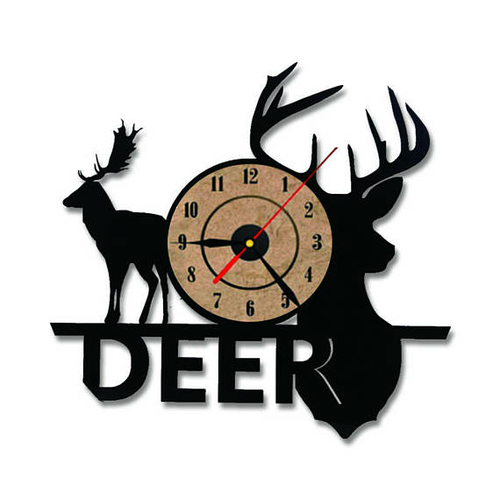 DEER DESIGN HANDMADE VINYL RECORD WALL CLOCK FAN GIFT